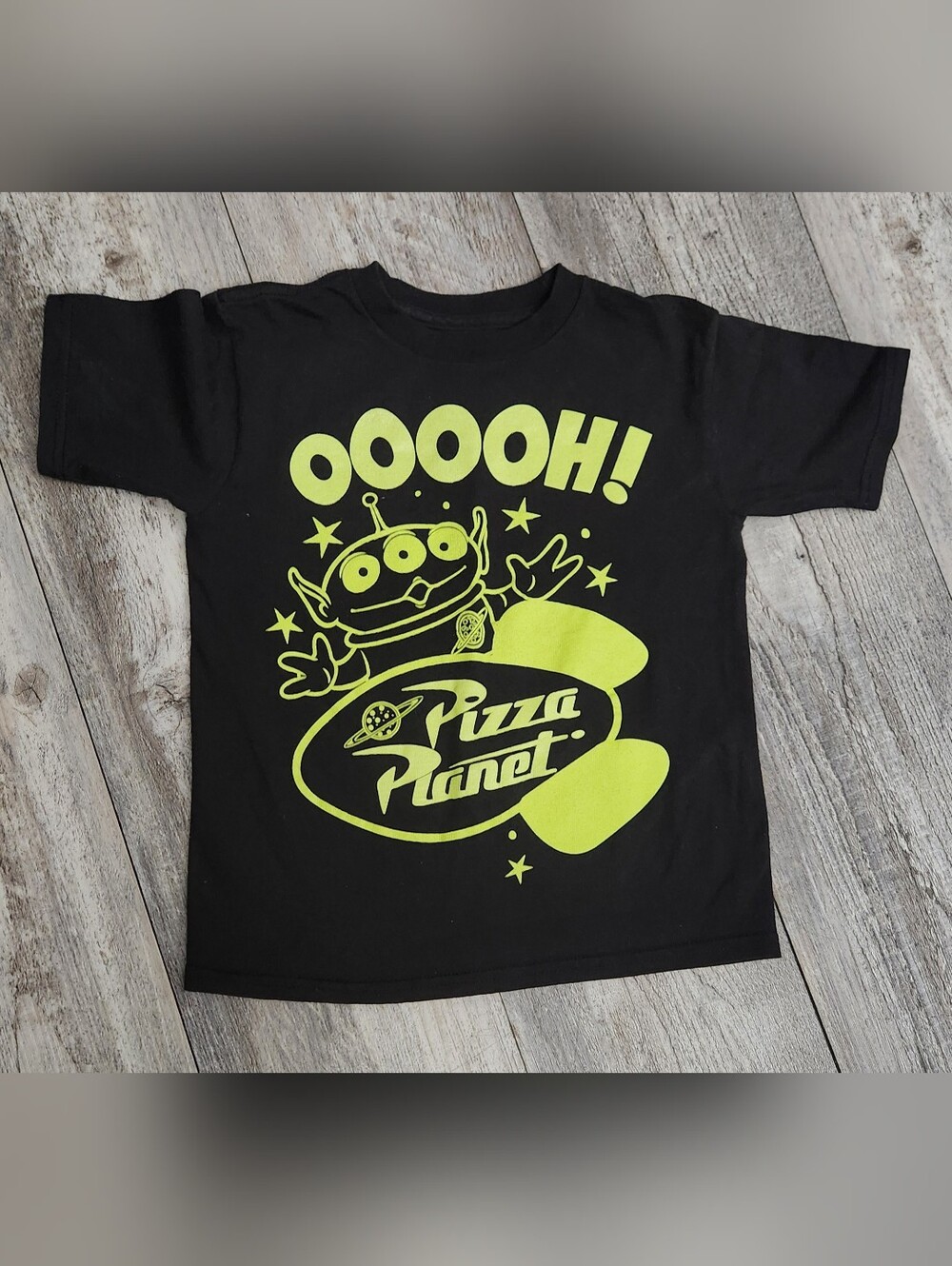 Disney Toy Story Kids' Black T-Shirt with Neon Green Alien Graphic